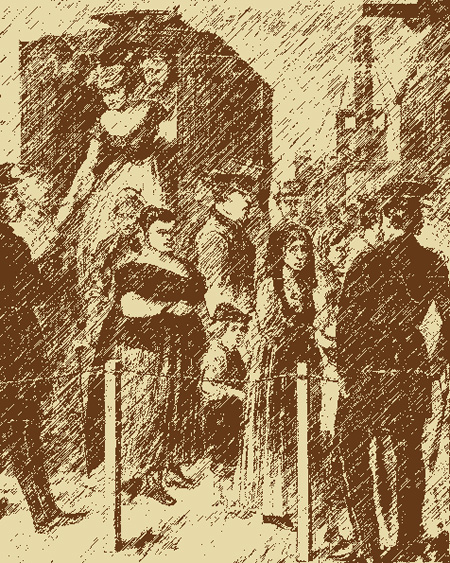 [Sketch of Blackwell prisoners at ferry slip.]