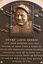 small Lou Gehrig plaque