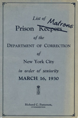 [NYCDOC Keepers 1930 List booklet cover]